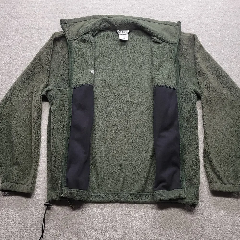 Columbia Fleece Jacket Men's Large Olive Green Full Zip Outdoor Hiking Coat